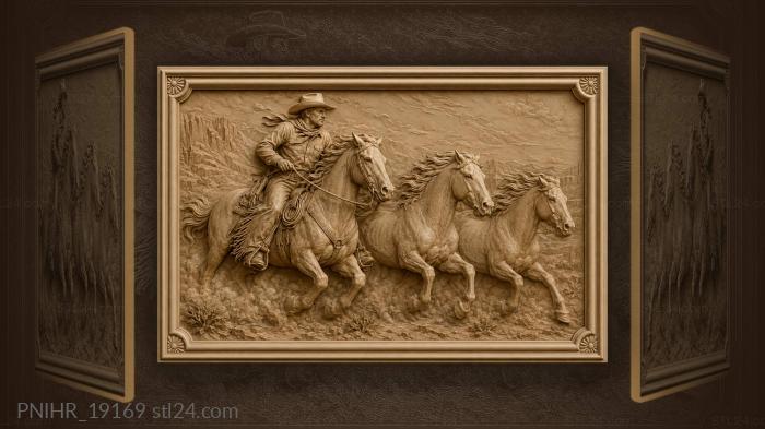 Cowboy and galloping horse companions 3d STL model