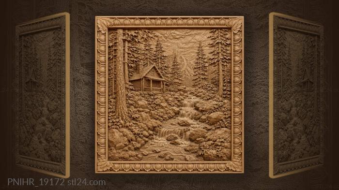 Forest cabin by clear stream 3d STL model