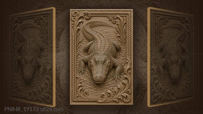 Alligator emerging from water barrel 3d STL model