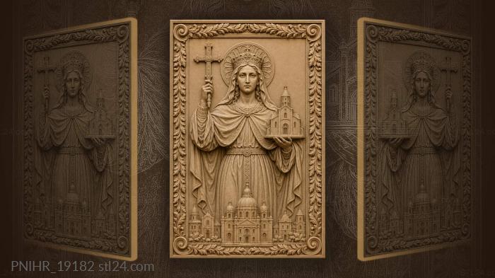 Saint with cross and church 3d STL model
