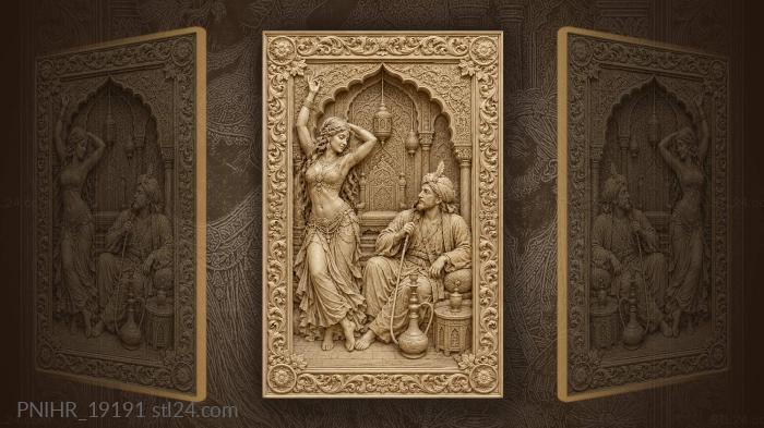 Archway with throne and lamps behind 3d STL model