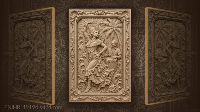 Dancer with sun and drummer 3d STL model