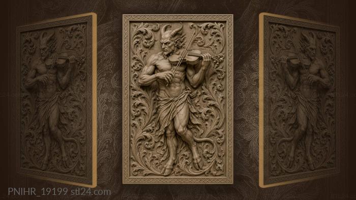 Devil violinist with acanthus frame 3d STL model