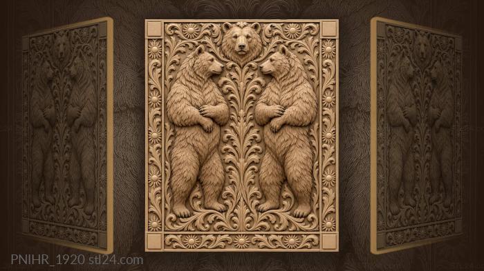Standing with folded paws under a bear head 3d STL model
