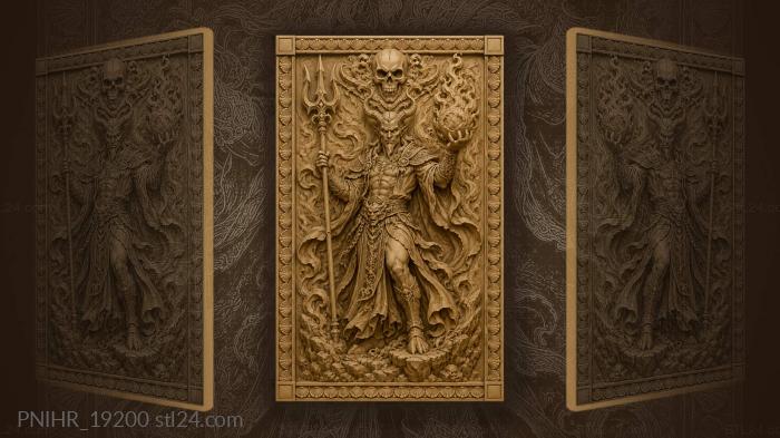Demon with flame and trident 3d STL model