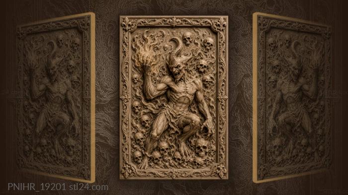 Demonic visage with fiery skulls 3d STL model