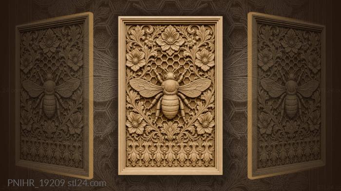 Honeybee and floral honeycomb delight 3d STL model
