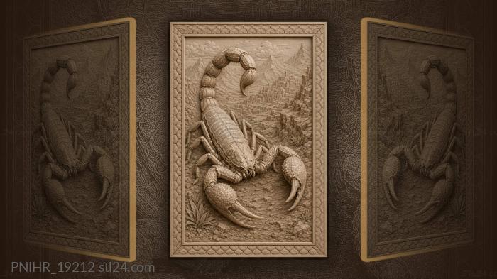 Mountains and distant city behind scorpion 3d STL model