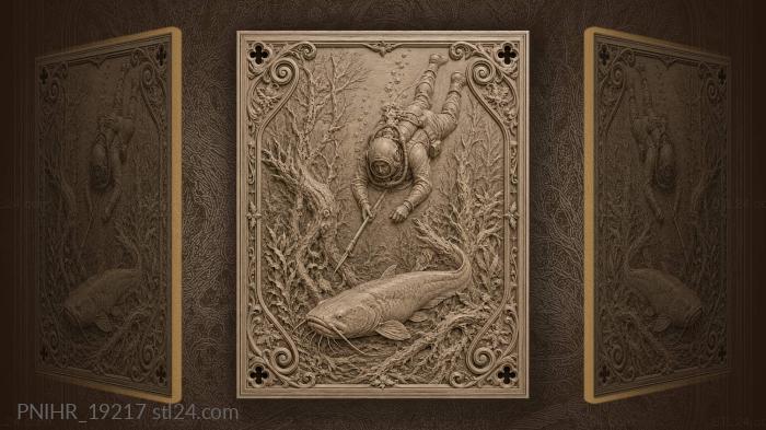 Diver descends into a flooded forest 3d STL model