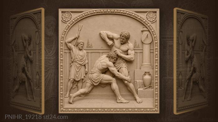 Ancient wrestling match intense struggle 3d STL model