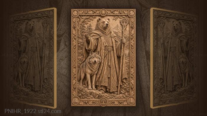 Bear lord with loyal wolf companion 3d STL model