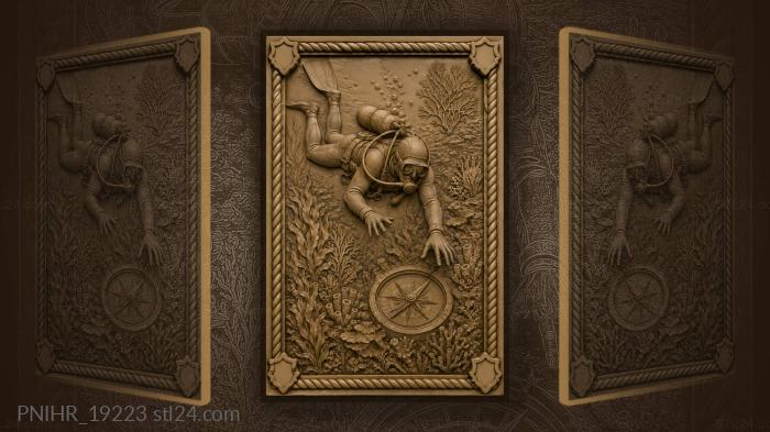 Diver descends to compass depths 3d STL model