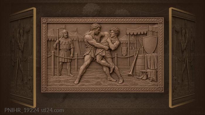 Contestant lifts rival while marshal calls hold 3d STL model
