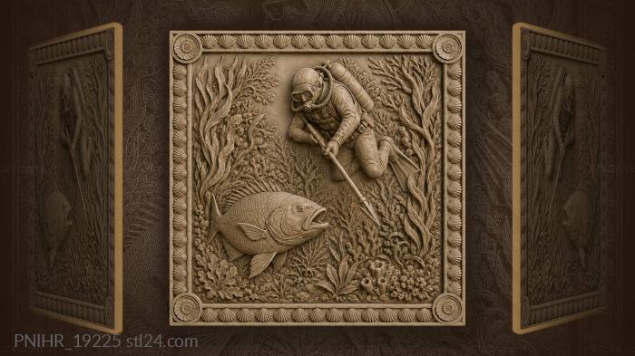 Diver and giant fish encounter 3d STL model