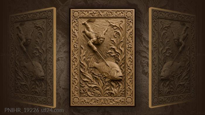 Diver and the giant fish 3d STL model