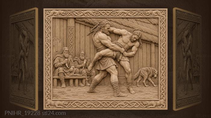 Viking throws rival outside the longhouse 3d STL model