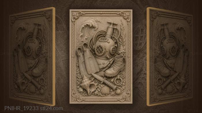 Vintage diving gear collection display 3d STL model