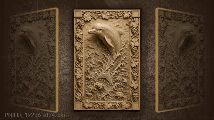 Dolphin leaps among a shoal of fish 3d STL model