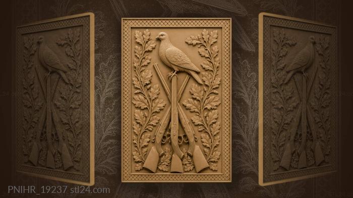 Dove above crossed hunting rifles 3d STL model