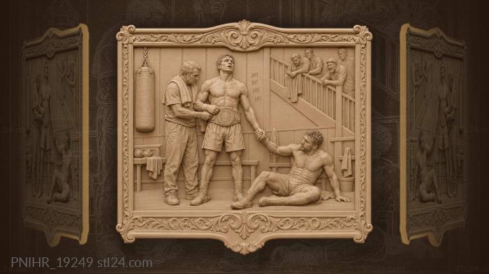 Boxing match championship buckle basement scene 3d STL model