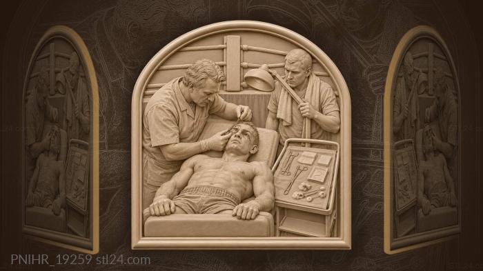 Ringside doctor tending injured fighter 3d STL model