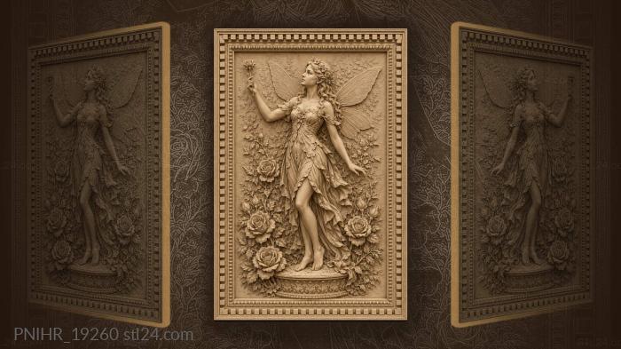 Fairy with flower among roses 3d STL model