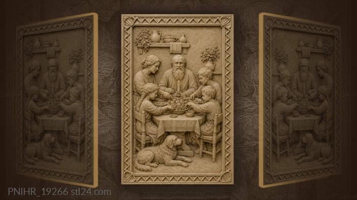 Grandfather with a candle at the table 3d STL model