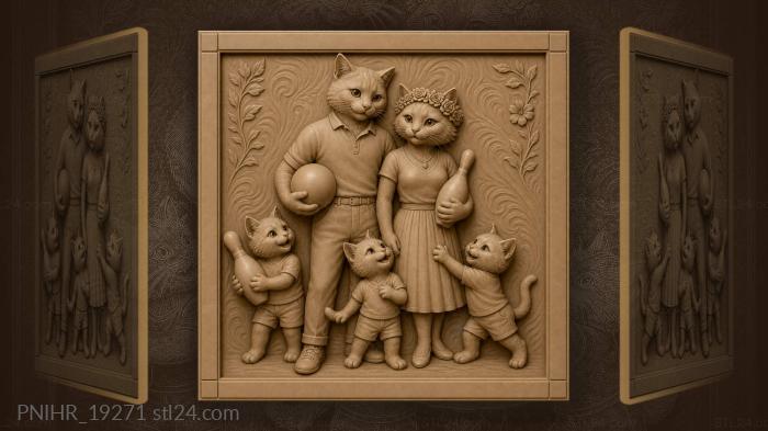 Cats bowling happy family fun 3d STL model