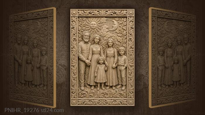 Family under sun and moon 3d STL model
