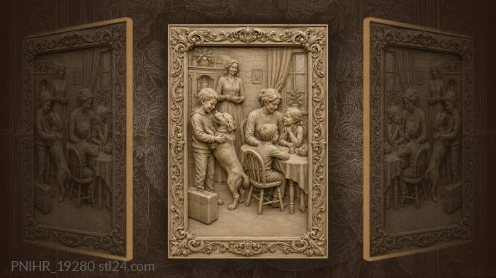 Family farewell at the table 3d STL model