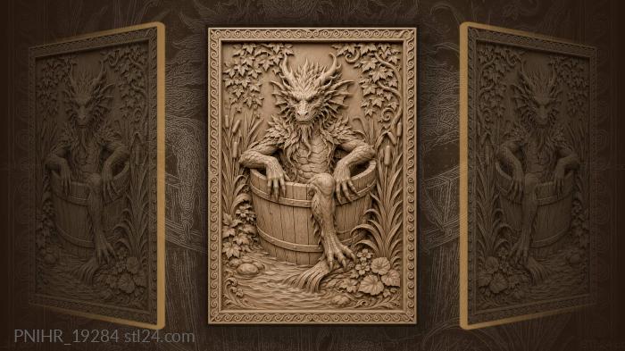 Beast sitting inside overflowing barrel by reeds 3d STL model