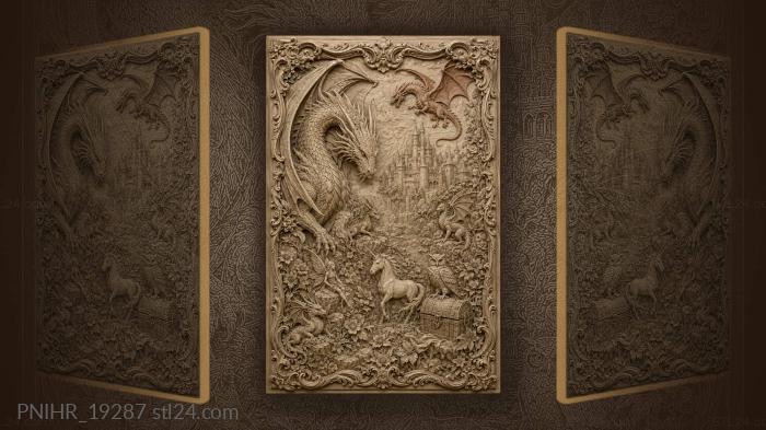 Dragons castle mythical creatures landscape 3d STL model
