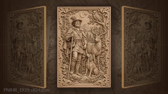 Owl and crescent above an old man 3d STL model