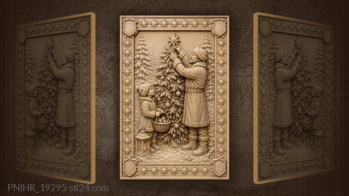 Father sets a star on the fir 3d STL model