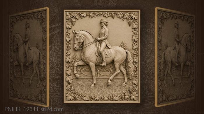 Graceful rider on spirited dressage horse 3d STL model