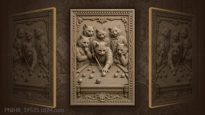Cat in a waistcoat aiming the cue 3d STL model