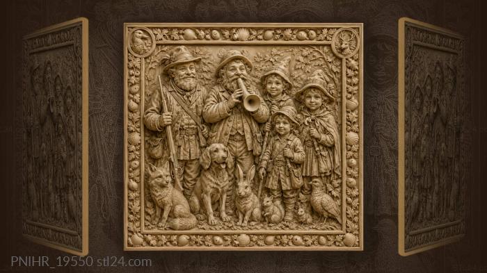 Hunter musicians woodland friends gathering 3d STL model