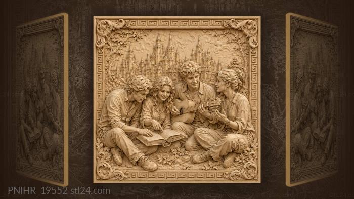Youthful gathering with city backdrop 3d STL model