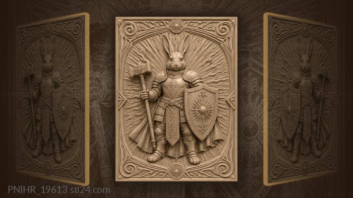 Armoured hare gripping a war hammer 3d STL model
