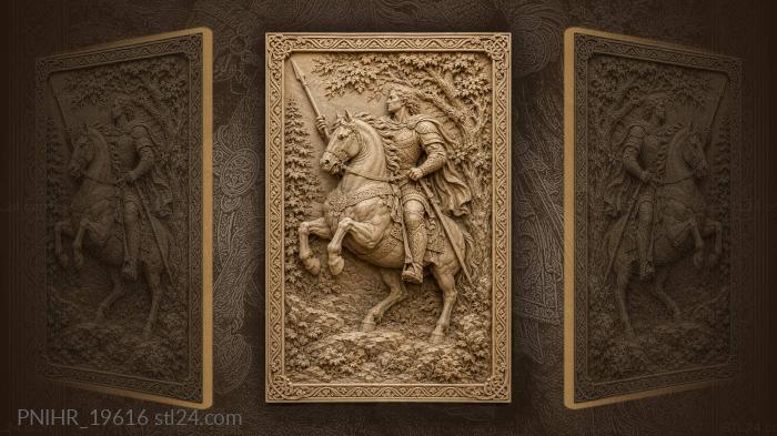 Armoured rider with a spear in the woods 3d STL model