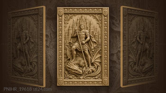 Spearman standing over the slain dragon 3d STL model