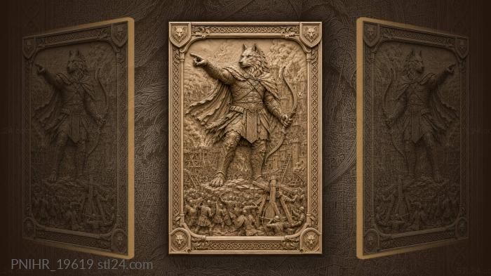 Wolf with a bow pointing at siege 3d STL model
