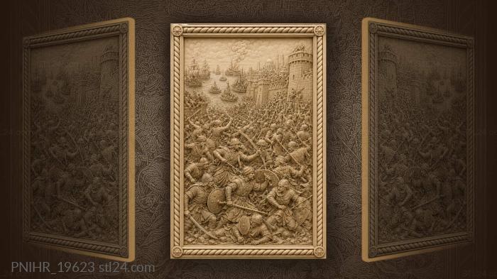 Ships in the harbour and clashing soldiers 3d STL model