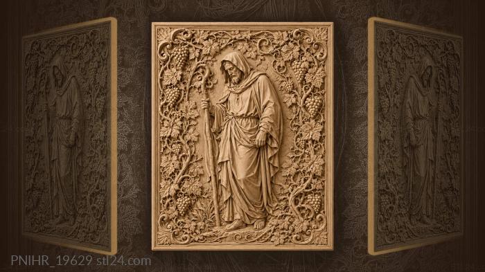 Hooded traveler threads through clustered grapes 3d STL model