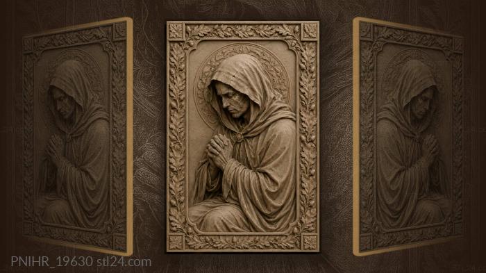 Hooded elder with hands clasped together 3d STL model