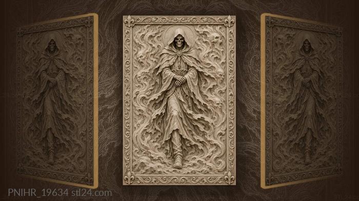 Hooded wanderer striding through the flames 3d STL model