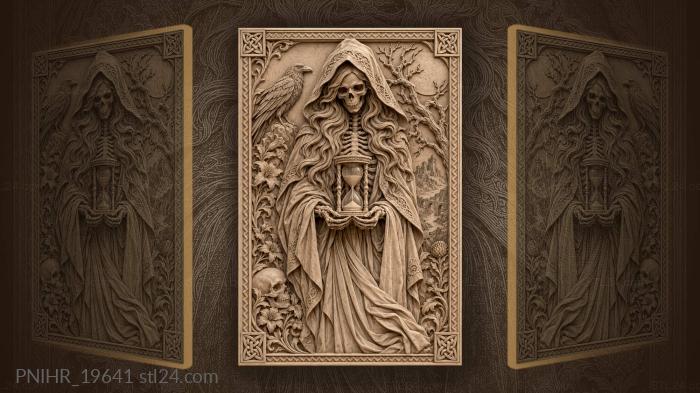 Skeleton holding an hourglass in outstretched hands 3d STL model