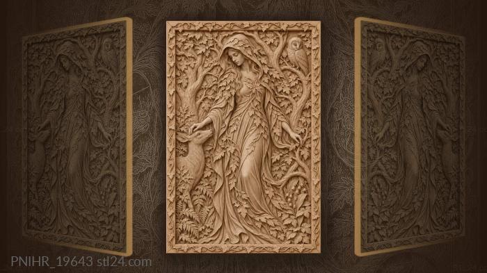 Hooded woman blending into the forest 3d STL model
