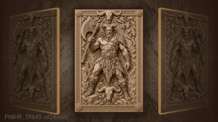 Bull skull headdress and ornate axe 3d STL model