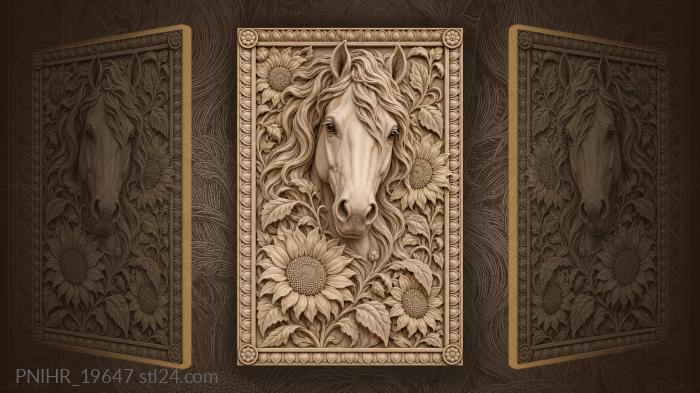 Sunflowers woven into the mane 3d STL model